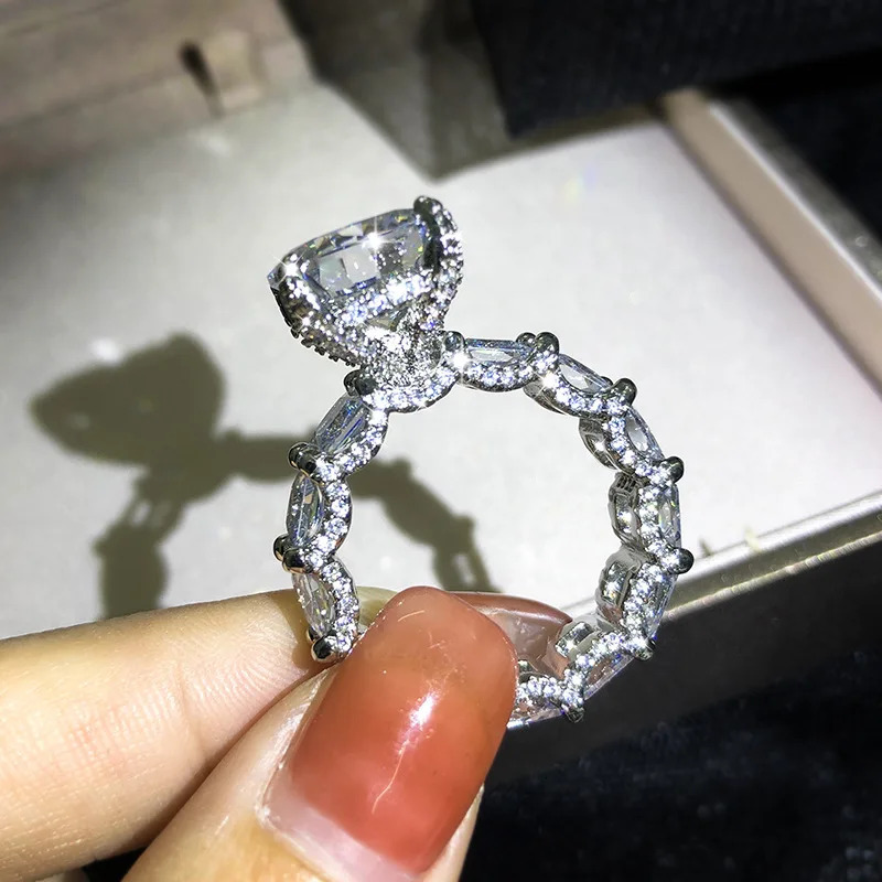 2pcs Bridal Set Elegant rings for Women 925 Sliver Wedding Engagement fashion Jewelry With Full Shiny Zircon female ring 250214