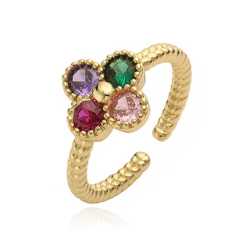 Cluster Rings Hexing high-quality twisted round mouth small flower wreath with multiple colors for women open adjustable sweet and romantic H250217