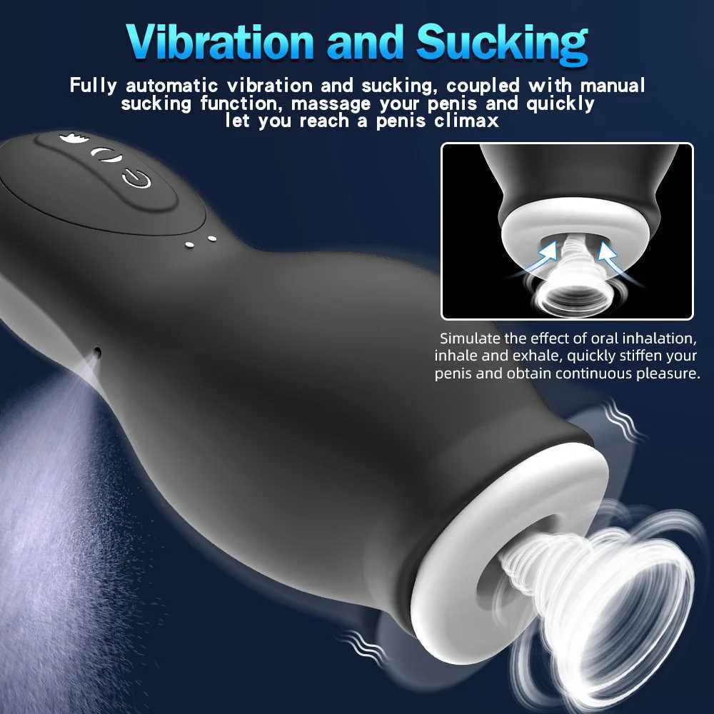 Automatic Male Masturbator Vibration Blowjob Sucking Cup Oral Vaginal Reals Pussy Penis Vibrator Sex Toys Adult Goods for Men W250218