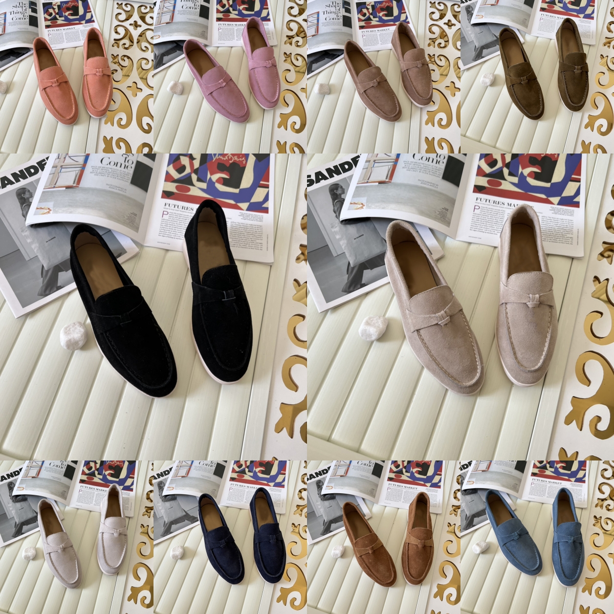 Loafers Dress Shoes Designer Casual Sneaker Sandals Slippers Men Women Loafer Flat Low Beige Black Suede Cow Leather Oxfords Platform Man Slip On Outdoor Sneakers