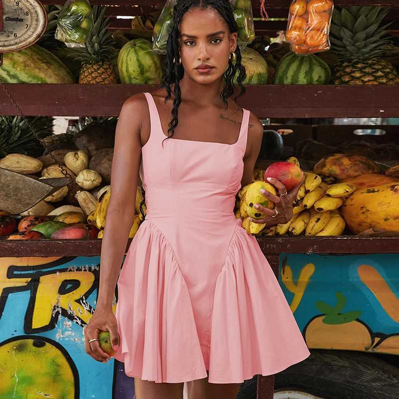 Basic Casual Dresses Lygens Slveless Backless Bow Corset Pleated Short Women Dress Evening Summer Casual Wholesale Casual Elegant Party Y2K Clothes H2