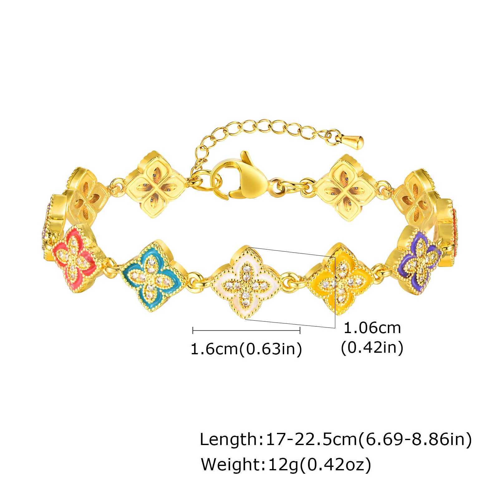 Chain Elegant Four Leaf Clover Womens Hand Bracelets Zirconia Flower Bangle For Party Mom Girlfriend Couple Valentines Day Gift H250217