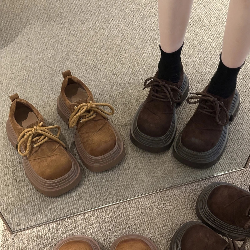 er Vintage Women Mary Jane Shoes Fashion Lace Up 2025 Spring Autumn Platform Single Shoes 250122