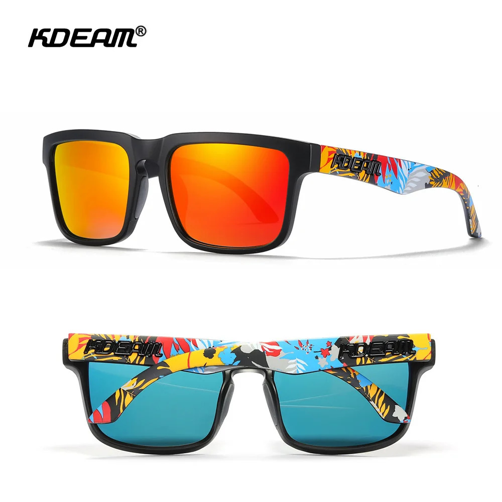 KDEAM Classic Polarized Sunglasses Men Women Colorful Lens Square Sports Sun Glasses Pochromic Fashion Driving Shades 250214