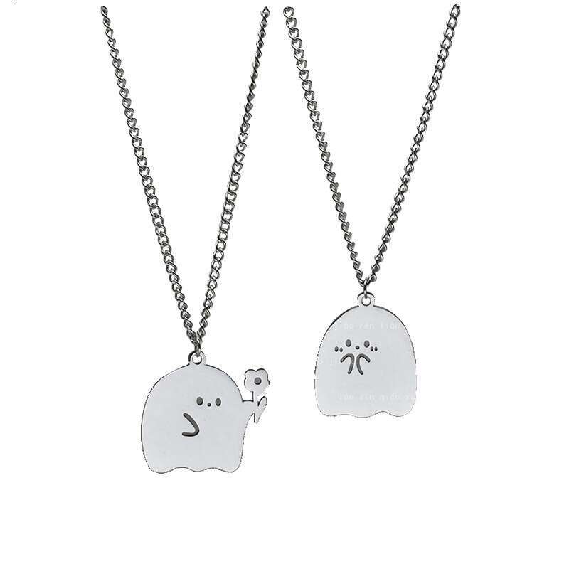 Ghost Couple Cartoon Cute Necklace Boys Trendy Pendant Gives You a Little wer