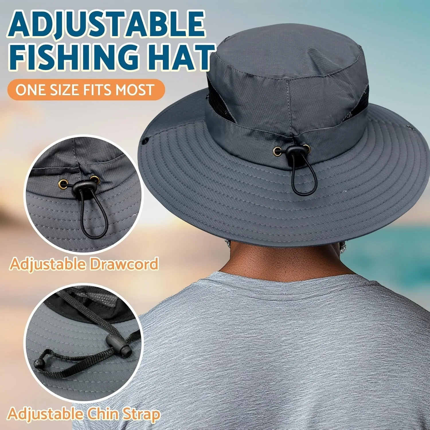 Sun Bucket Hat male and female 3 wide brimmed UPF 50 bucket fishing and beach hat 250218