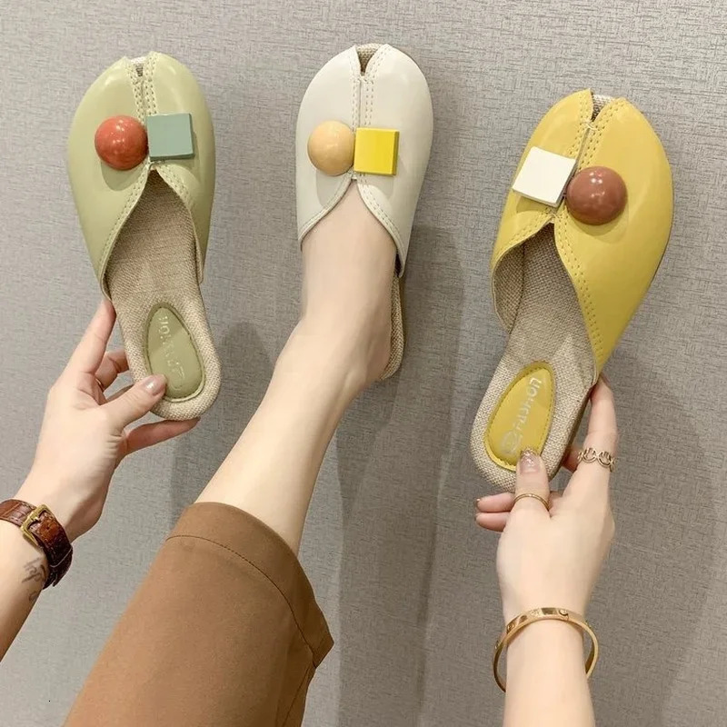 2025 Fashion Flat Beach Slides Summer Slippers Women Shoes Woman Mules Fish Mouth Comfortable Cover Toe Ladies Shoes 250217