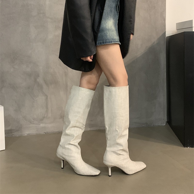 2025 new Eilyken Street Style Pointed Toe Women Knee-High Boots Sexy Slip-On Thin High Heels Shoes Banquet Prom atos De Muje 62c1