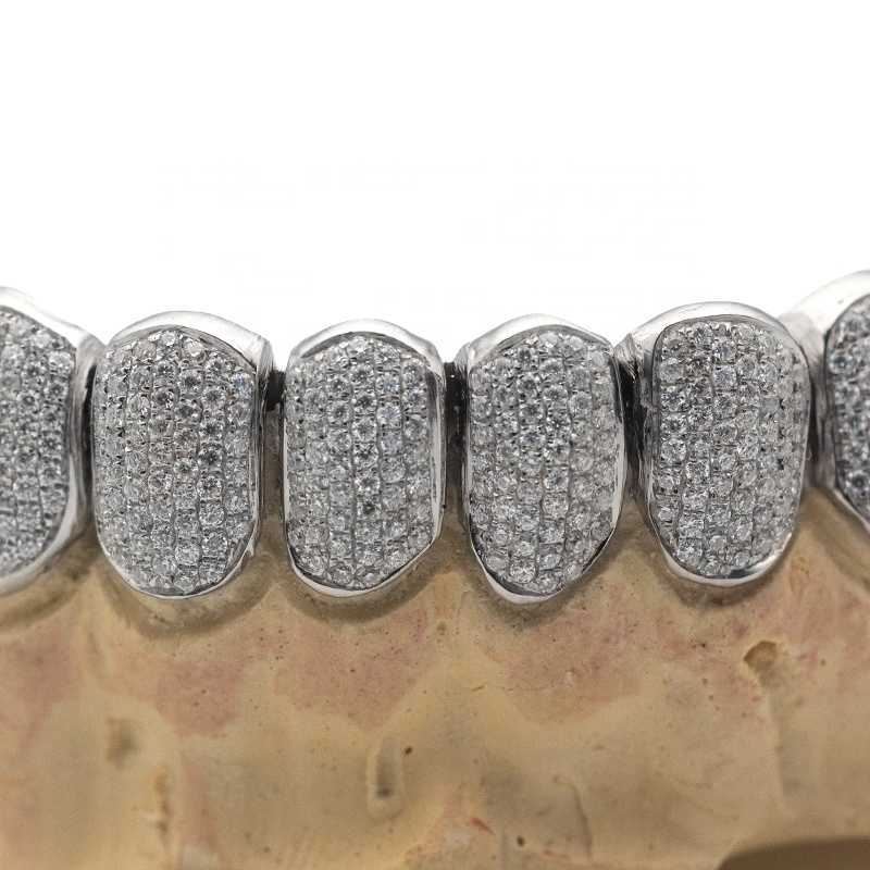 Rapper Jewelry 925 Silver/10k/14k Gold Zigzag Setting Bustdown Iced Out Custom Moissanite Grillz Teeth