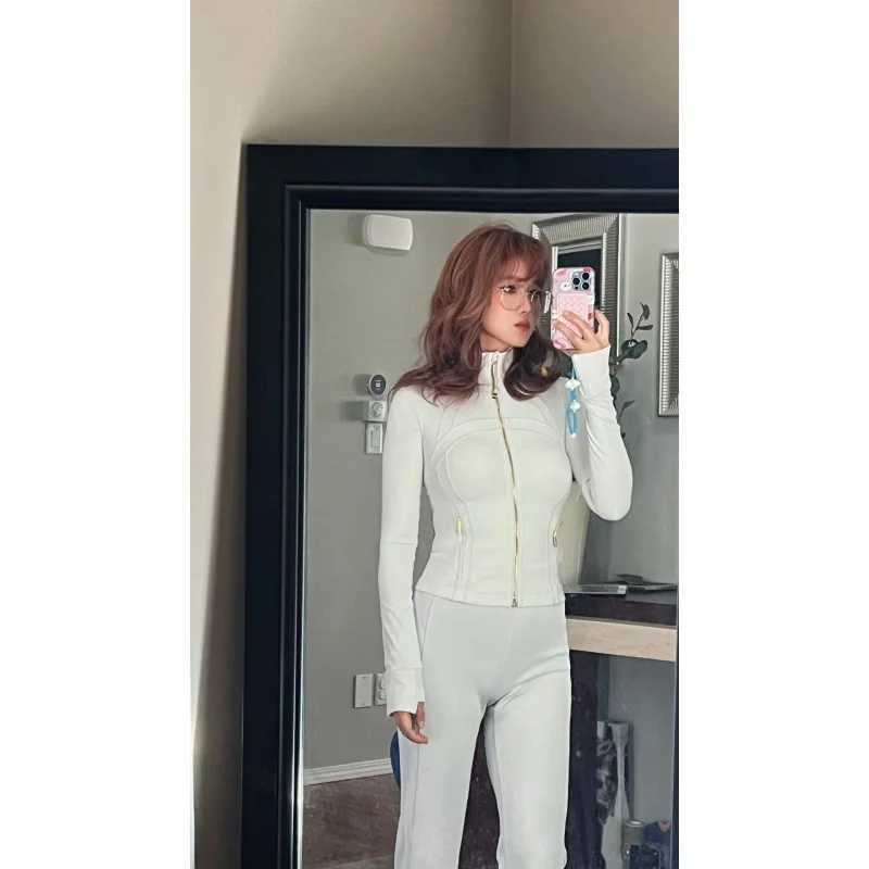 Active Shirts Tees New pattern definition womens sports jacket tight fitting thin sports jacket training running gym solid color cardigan H25218