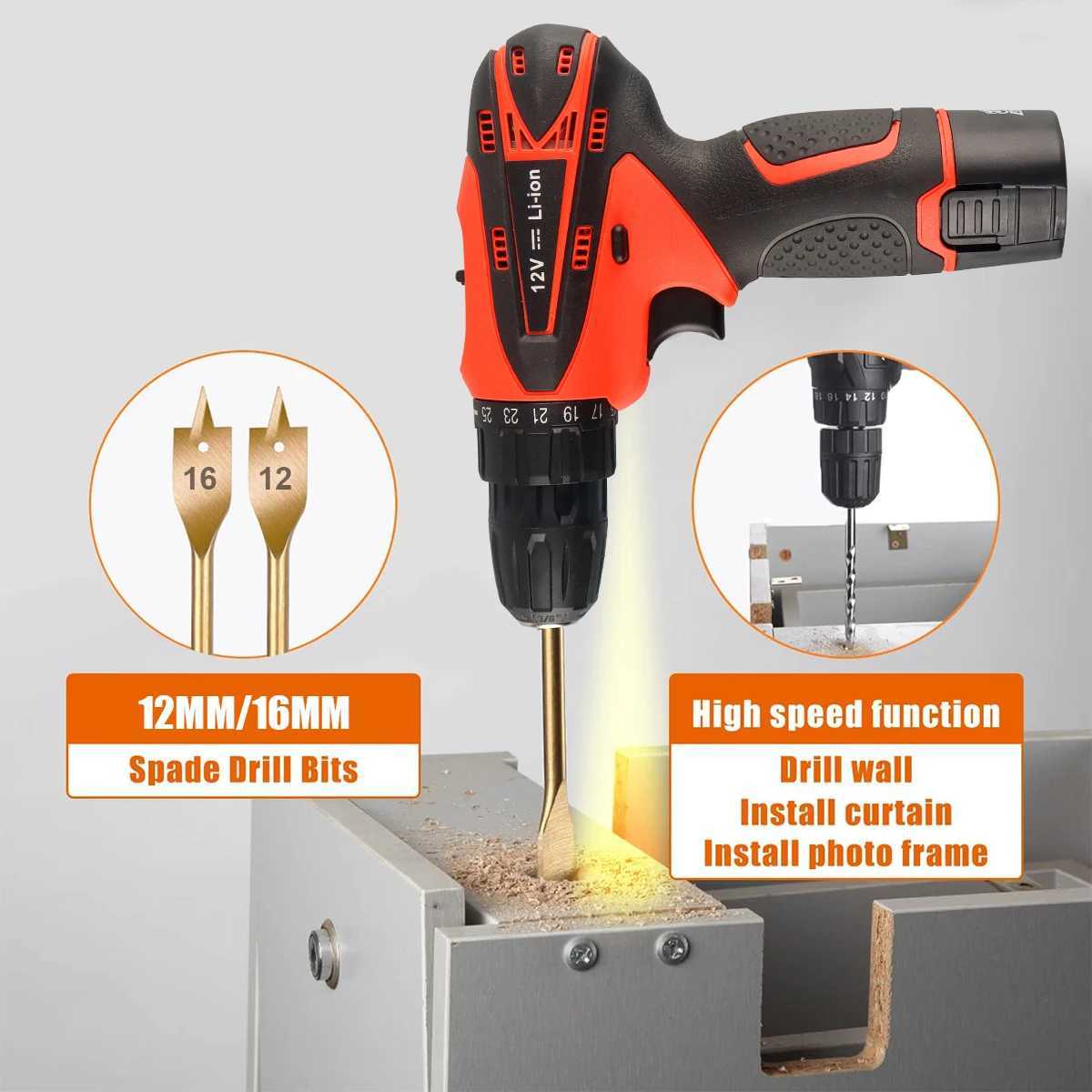 Tool Case 12V/21V Cordless Drill Set Combo Kit59/54/48/44/34Pcs Tool Kit for HomeHousehold Tool Sets for MenPower Drill with Tool Kit CL250218