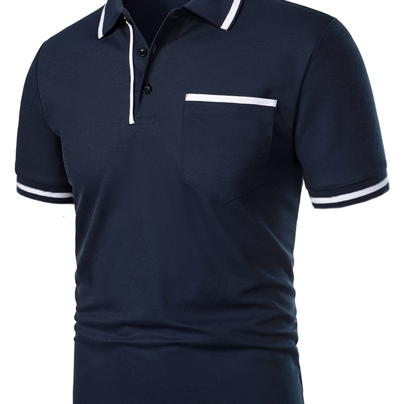 Mens casual fashion solid color short sleeve top lapel mens short sleeve T-shirt Casual fashion solid color top short sleeve 250217