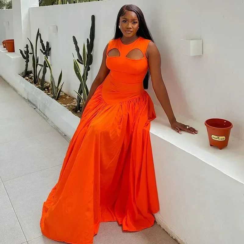 Basic Casual Dresses 2025 Summer Slveless Swt Cute O-Neck Hollow Out Slim Floor-Length Long Women Dress Beach Strtwear Maxi Dresses H25217