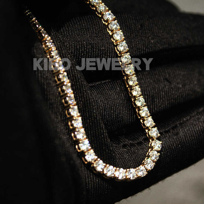 Hiphop tennis chain iced out 14k gold tennis link chain necklace hip hop rock jewelry vvs moissanite diamond tennis chain