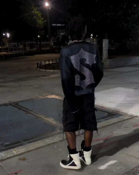 Streetwear Rhinestone Black Long Sleeve Tops Men Women Harajuku Gothic Cross Graphic Print Oversized T Shirt Autumn Clothing 250217