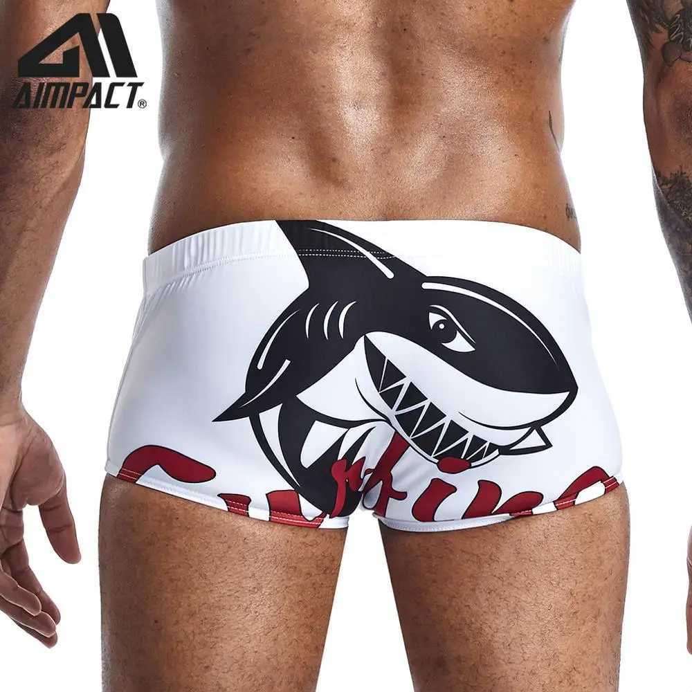 Print mens sexy new swimsuit mens beach surfing swimsuit with Drawstring Holiday Square Leg Trunks AM8152 M250218