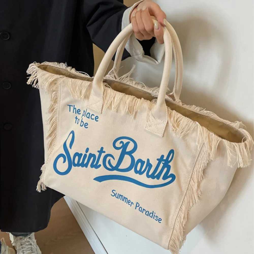 Korean Letters Tassel Canvas Bag Large Capacity Bag Simple Commuter Student To Single Shoulder Tote Bag Handbags for Women Z250218