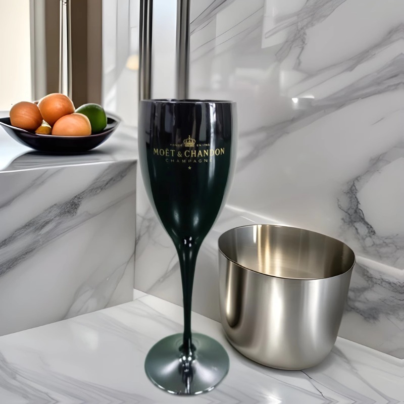 Straight PS plastic high footed glass with printable plastic red wine glass PP 180ml champagne glass 240127