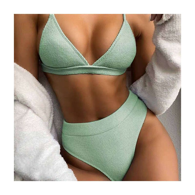 Bikini Outer Single Solid Color Split Sexy Triangle Bikini Swimsuit for Women's Swimwear Swimming Suit for Women Triangle Bikini New Arrival New 