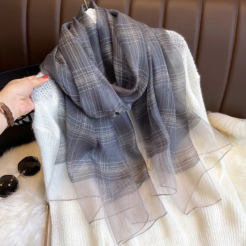 Spring Korean Style Breathable Lightweight Scarf Womens Fashion Temperament Long Shawl Keep Warm Temperament Silk Scarf 250213
