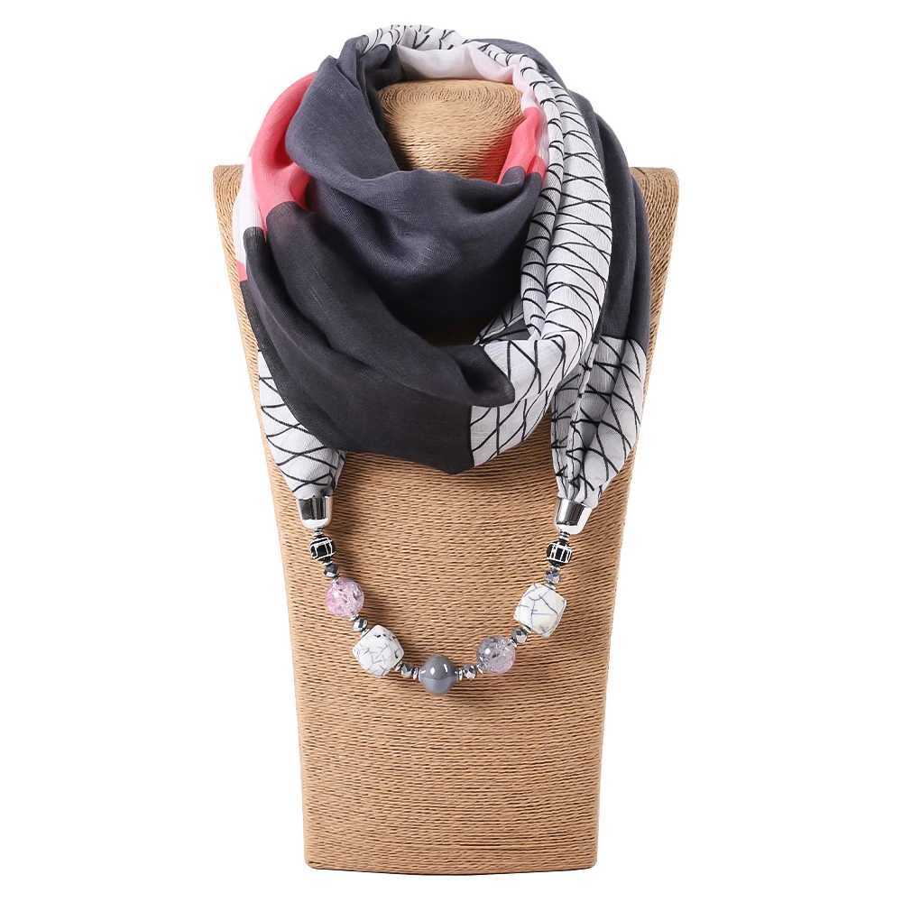 Chiffon Scarf Necklace Jewelry Bufanda Mujer Statement Necklace Pendant Scarf Women Boho Neckerchief Foulard Femme Accories W250218