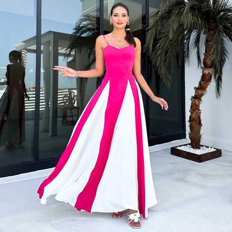 Basic Casual Dresses Lygens Spaghetti Strap Block Color Elegant Evening Ladies Dress Summer Fall Casual Clothes 2024 Y2K Strtwear Wholesale Dress H252