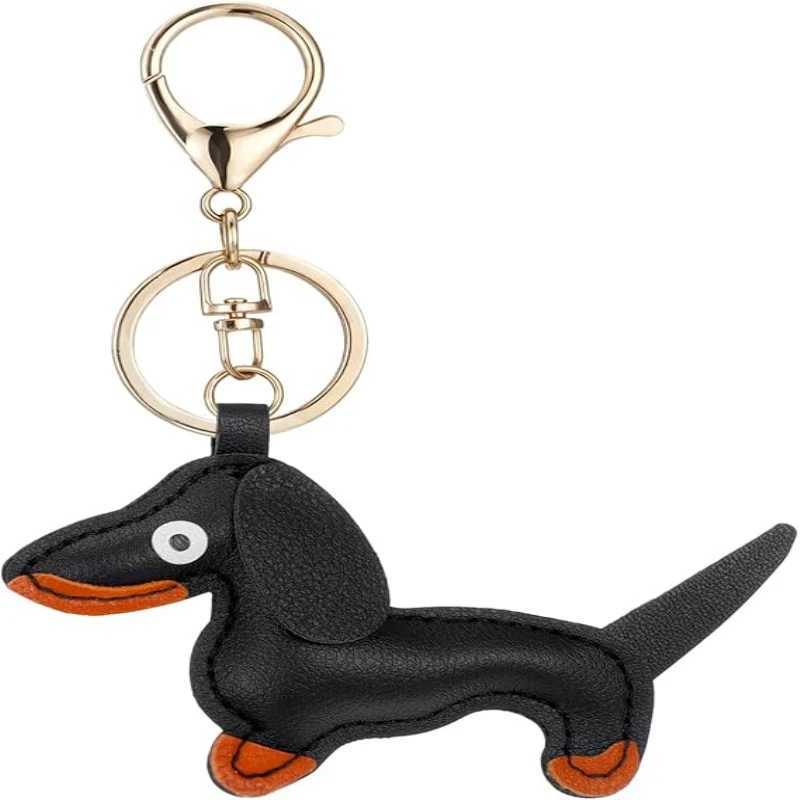 Keychains Lanyards 1 Pcs Dog Decorative Key Fob Shaped Keychain Dachshund Keyring Holder Bag Pendant Gifts for Lovers H250217