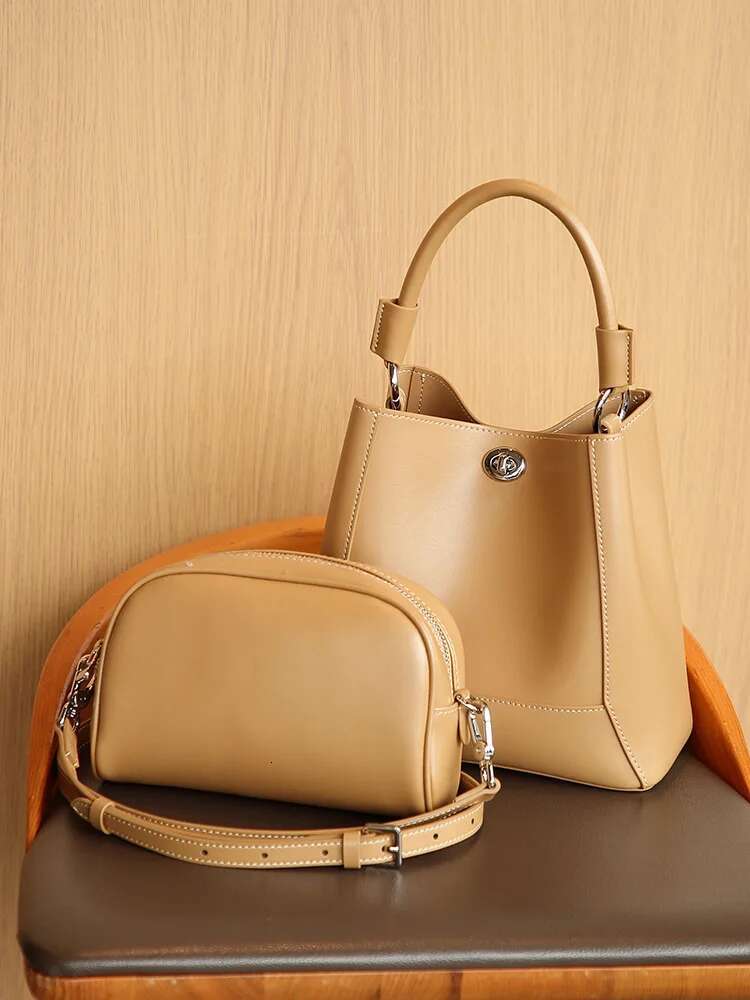 YANATARI Bucket Woman Tote Genuine Cow Leather Shoulder Ladies Handbags Big Shopper Bag Fashion