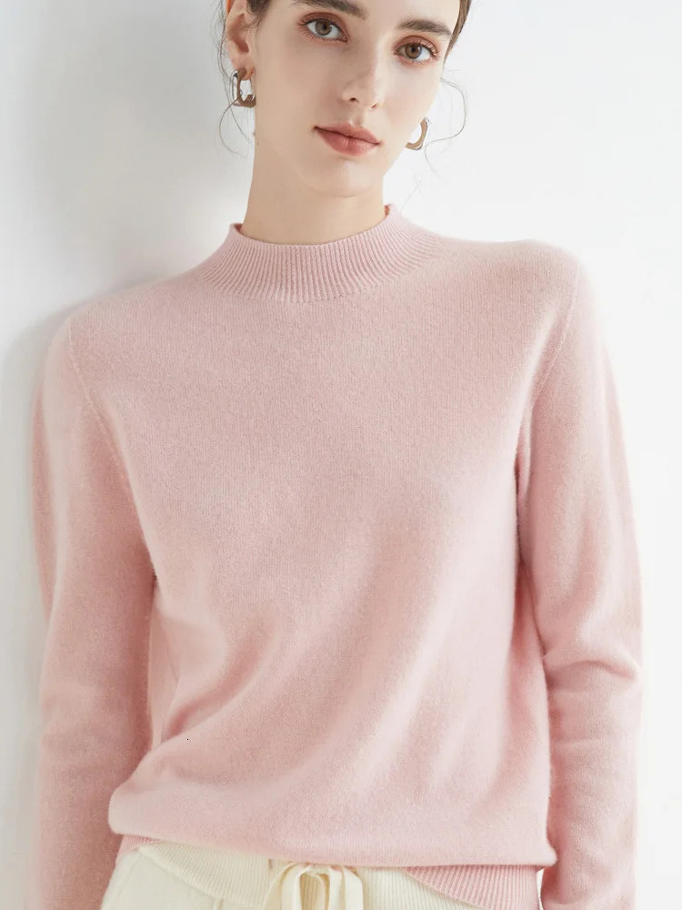 AOSSVIAO Autumn Winter Solid Mockneck Pullover Sweater For Women Casual Knitwear Female Clothing Basic Soft Tops 250211