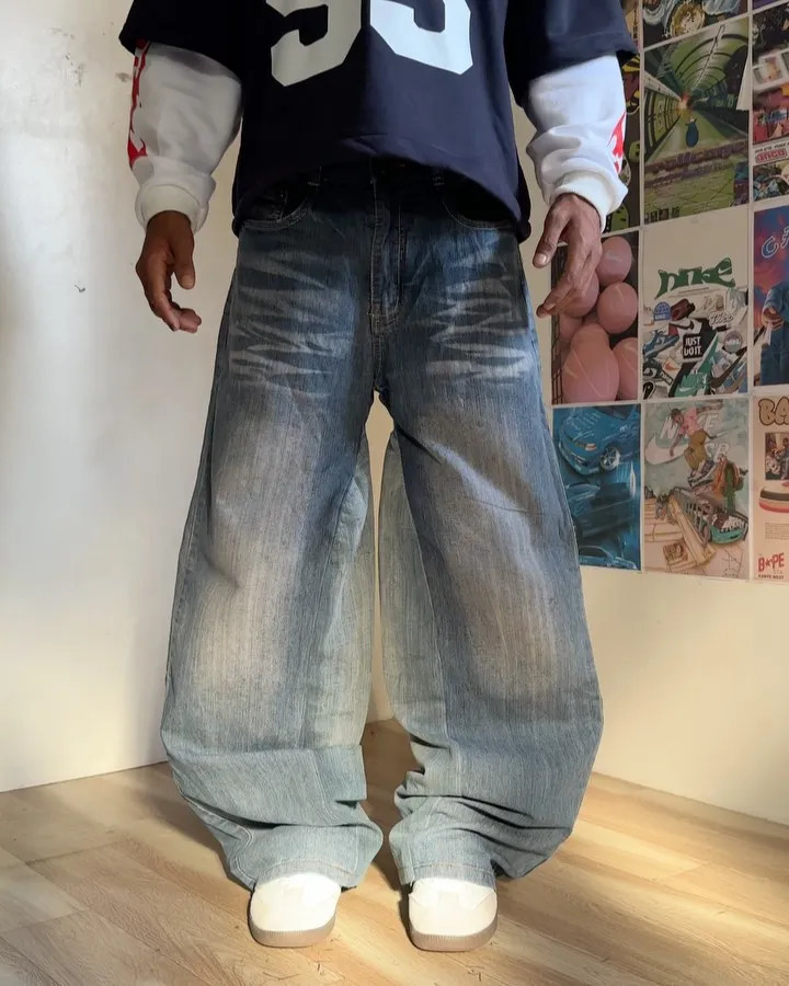 Y2K Harajuku Hip Hop Embroidery Jeans Men Women Goth Punk Ripped Wide Leg Pants Fashion Retro Baggy Denim Pants Streetwear 250217