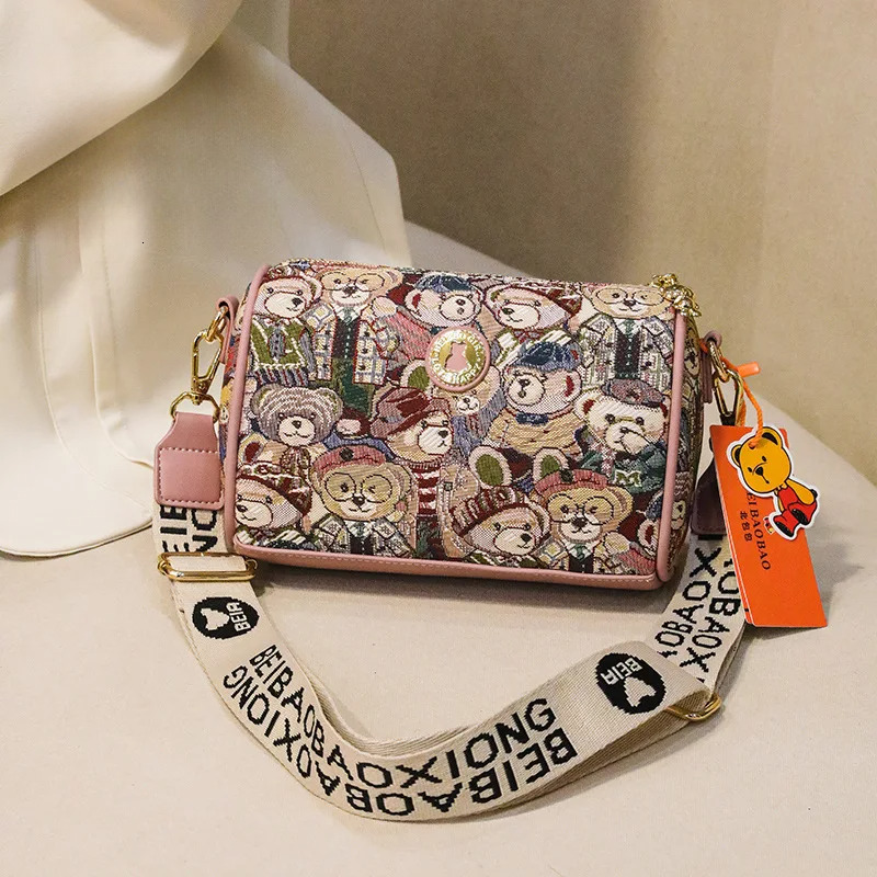 Original Bear Crossbody For Women 2025 New Women's Casual Versatile Canvas Lightweight Shoulder Bag