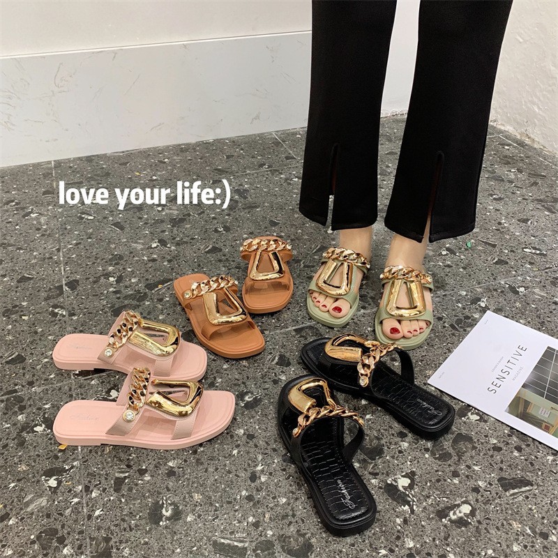2025 new hot free shipping flat slippers for womens designer slippers green pink black brown Summer New Seaside Fashion Slippers