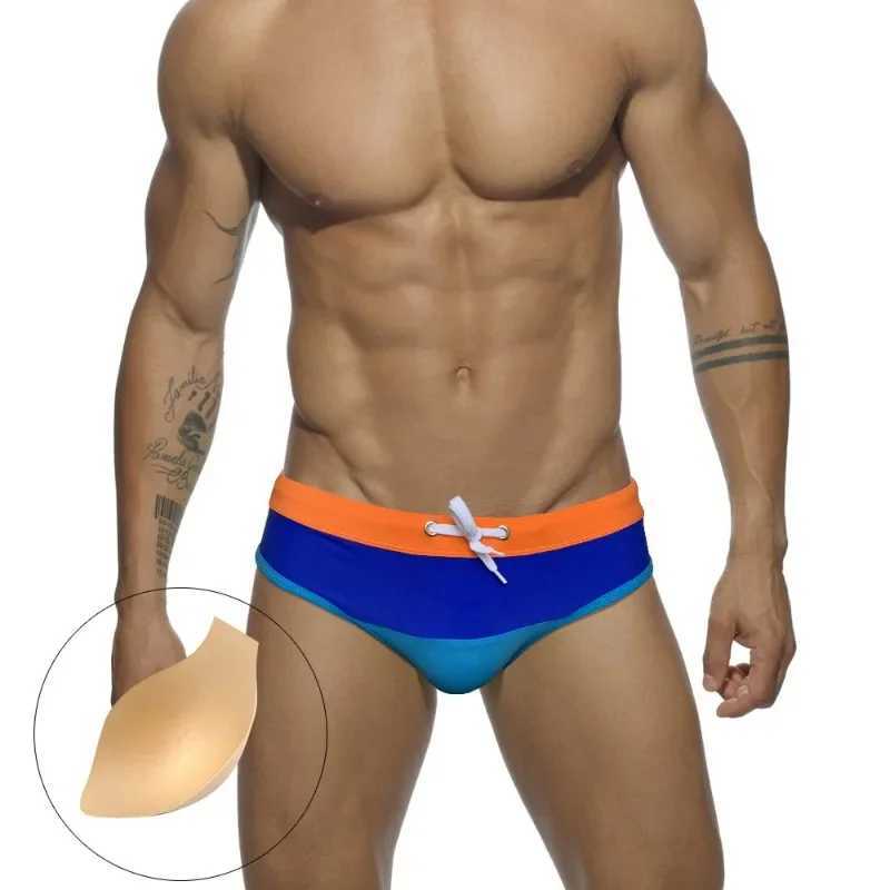 Brand Men Swim Briefs Low-waist Sexy Board Swimwear Pad Push-up Swimming Breathable Quick Dry Beach Shorts Surfing Bathing Suit M250218