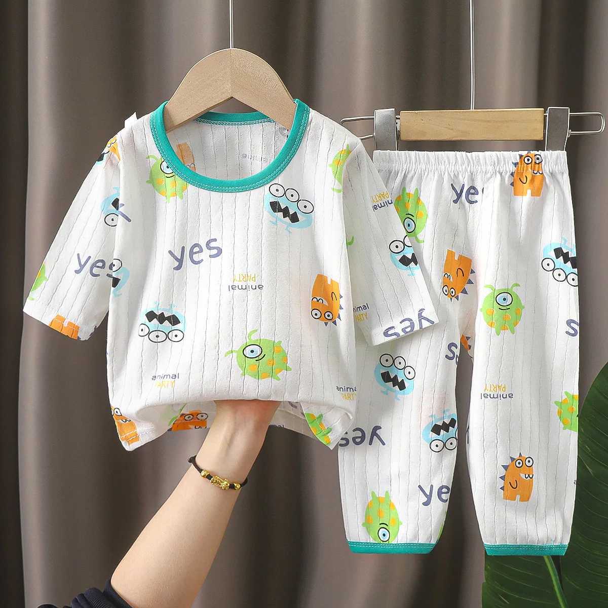 Kids Clothes Three Quarter Sleeve Home Cotton Sleepwear Childrens Clothing Boy Girl Autumn Winter Tops Pants SuitsChildrenSets W250218
