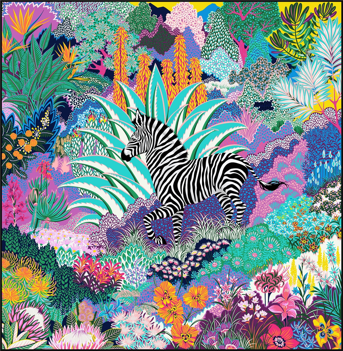 90cm Jungle Zebra Square Scarf Women Twill Silk Scarf Shawl Hijab Bandana Foulard Neckerchief Head Scarf 250213