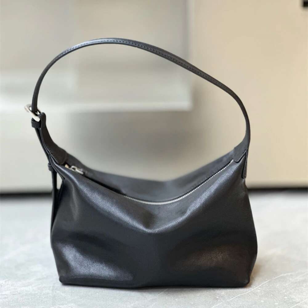 Classic Vintage Style Soft First Layer Vegetable Tanned Leather Women Hobo Tote Coffee Black Color Leisure Handbag Shoulder Bag
