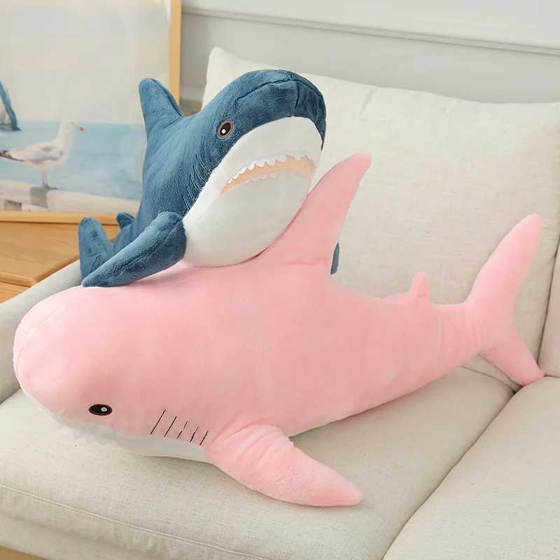 Cute Gaint Shark Whale Plush Doll Pillow Gray Blue Pink Shark Whale Plush Doll Home Decor Warm Hug For Girls BoysXJ250218