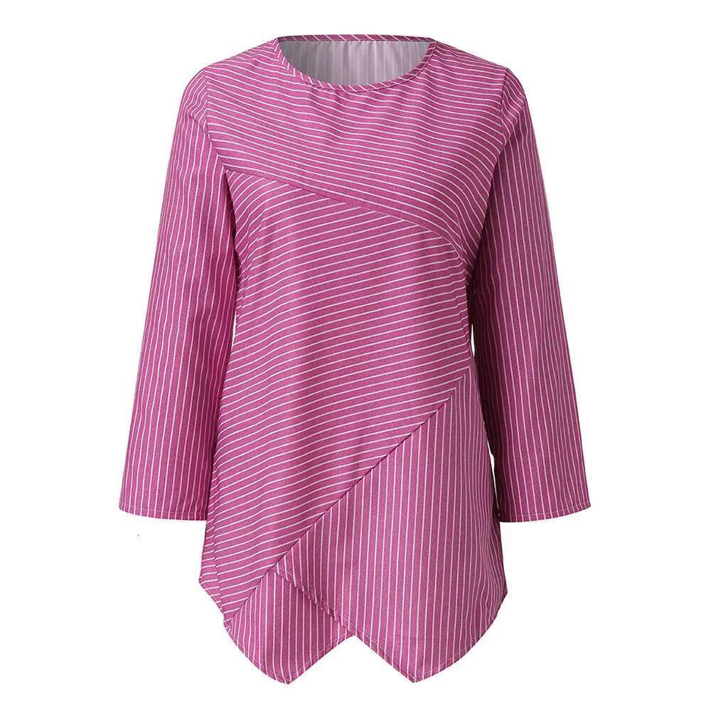 Jocoo Jolee Spring Oversized Striped Long Sleeve V Neck Baggy Blouse Ladies Summer Tunic Tops Casual Loose Shirt