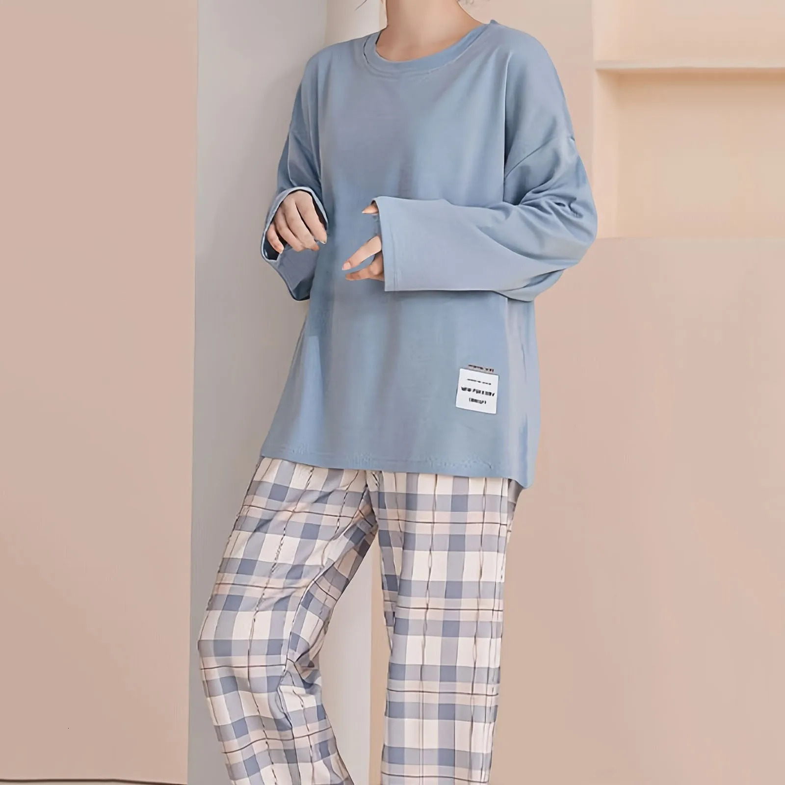 Womens Pajama Set Spring/Summer Loose Casual Home Dress Plain Printed Pajama Set 2-piece T-shirtPants Set 250213