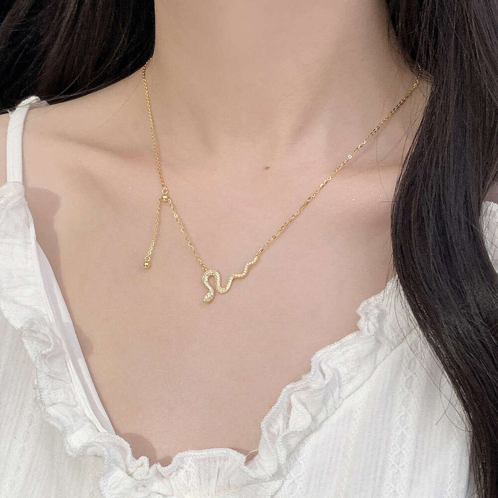 Tiqi S pure sier small female niche design, snake shaped tassel necklace, light high-end jewelry
