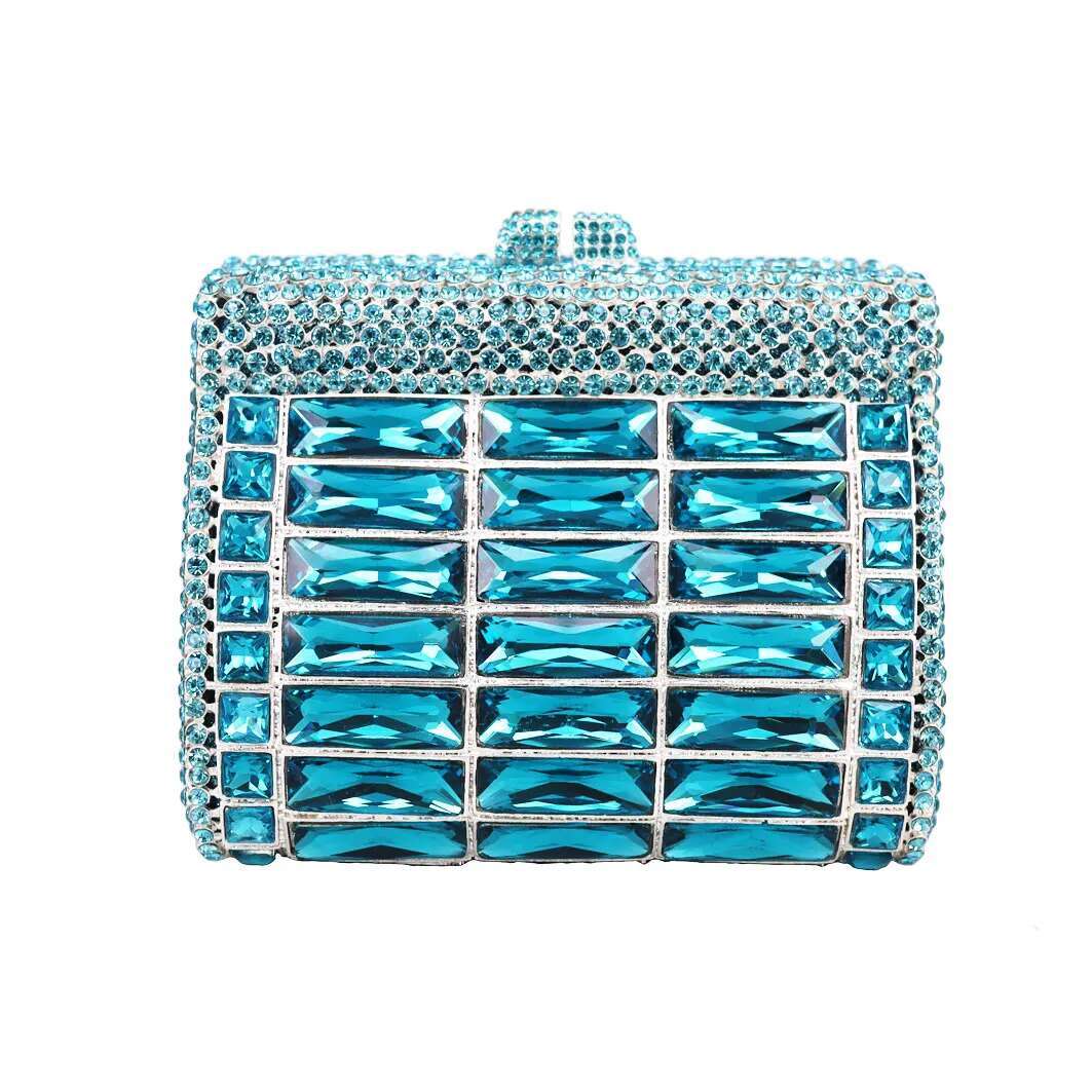 Rose Gold Mini Clutch Bags Party Purse Light Blue Evening Bag for Women Lovely Prom Pouch sm202