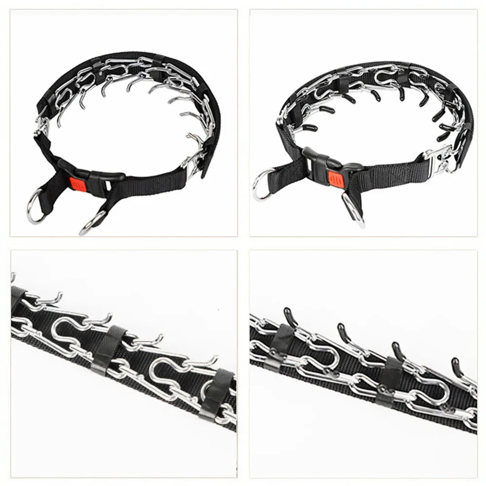 No Pull Nylon Cover Dog Prong Collar Dog Training Pinch Collar with Comfort Tip and Quick Release Buckle for All Sizes Dogs Pets 250218