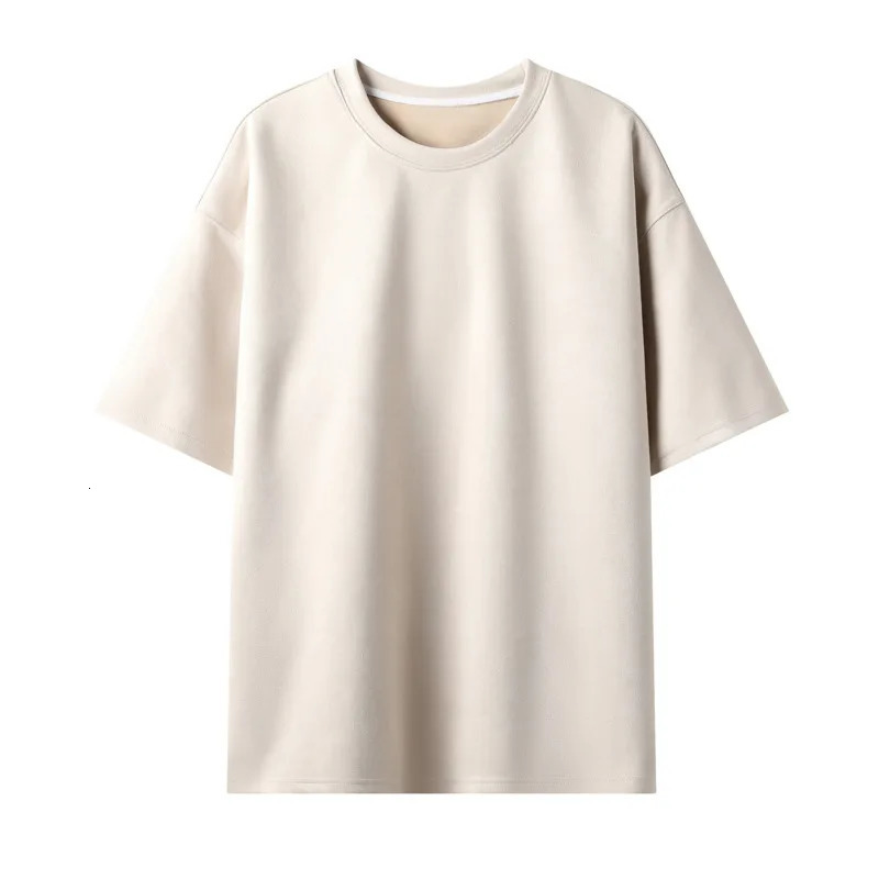 Summer Short-sleeved T-shirt Men Fashion 10-color Casual Suede T Shirt Men Streetwear Loose O-neck Tshirt Mens Top M-3XL 250217