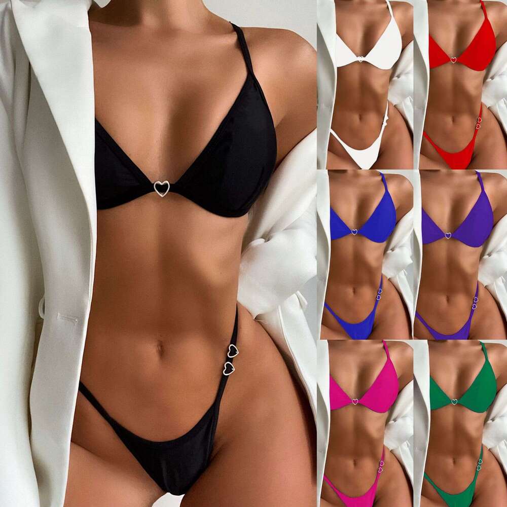 Colored+2025 New Love Bikini Sexy Triangle Bag Swimwear 76607 Triangle Bikini Designer Swimsuit Underwears Woman New Product New Arrival