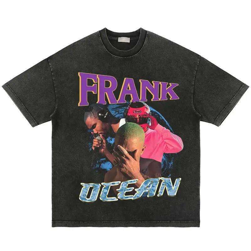 Men Summer Short Sleeve Vintage Washed Portrait Graphic