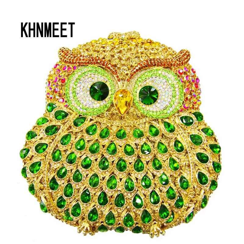 Animal Owl Designer women Evening pochette handmade prom Clutch bags party purse Crystal Stone Day Clutches SC020
