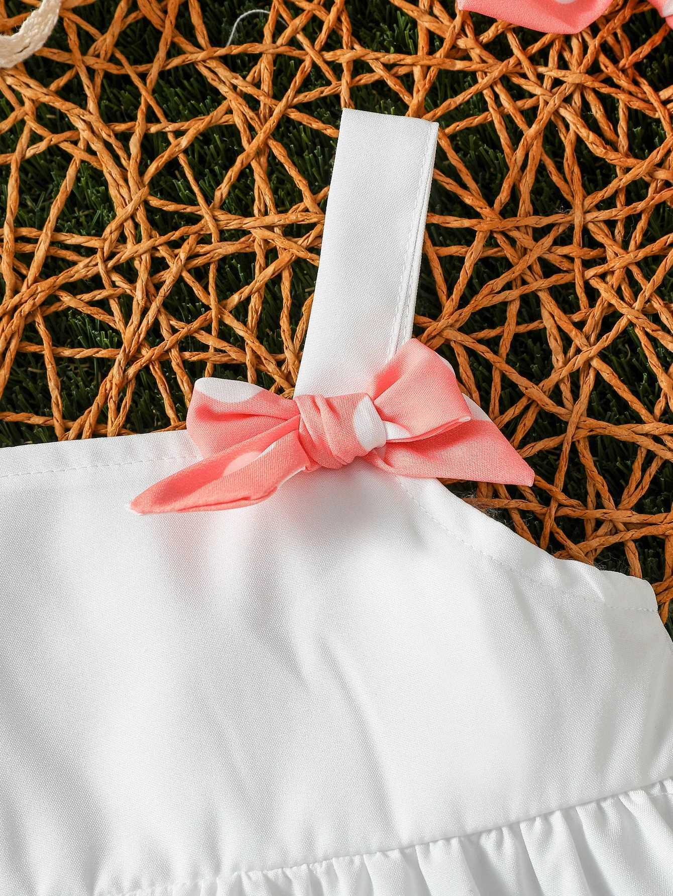 Baby Girl Summer 2 T-shirt Printing Factory and Shorts Polka Dot Japanese and Korean Daily Set W250218