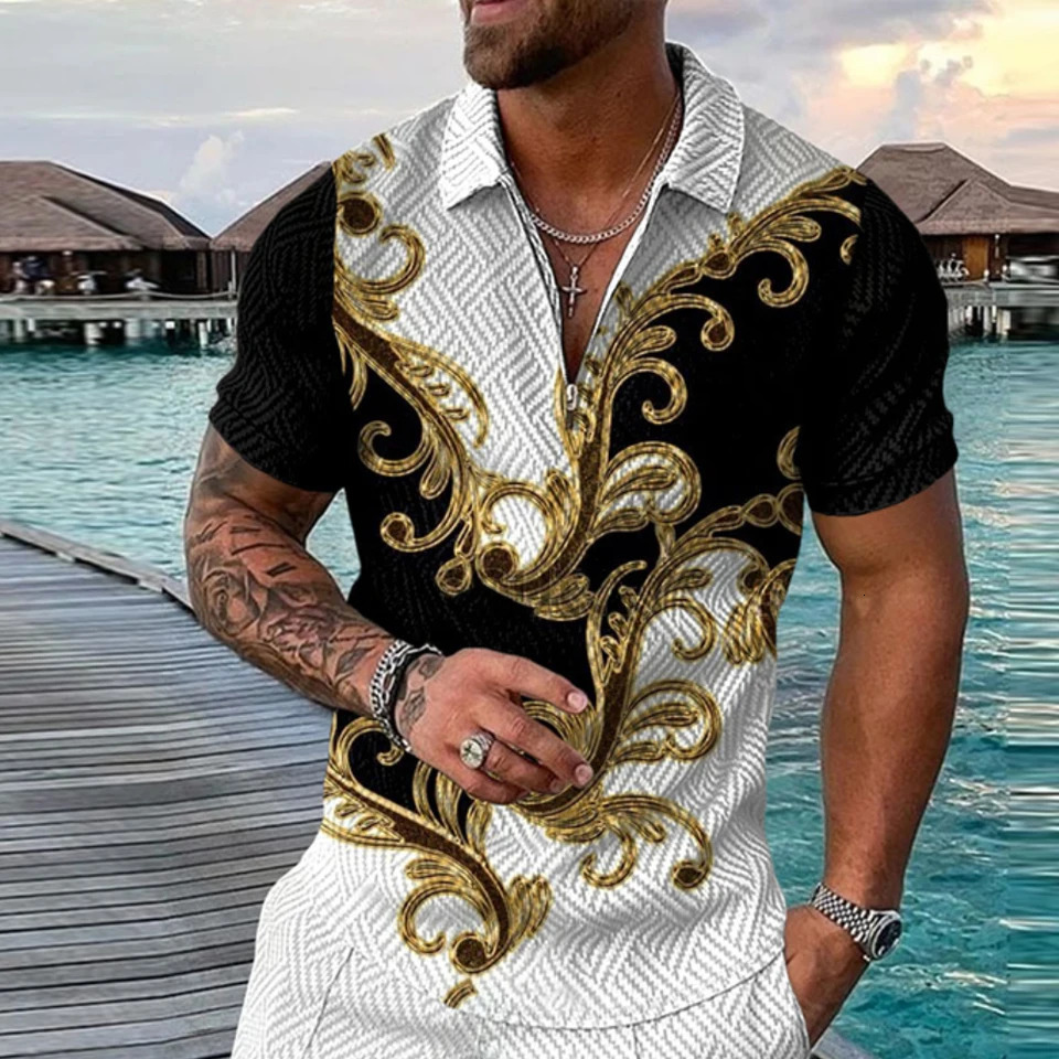 Mens Printed Shirt Sets Pullover Tops Short Pants Summer Beach Casual Mens Shorts Two Piece Outfits Fashion Sets Clothing 250217