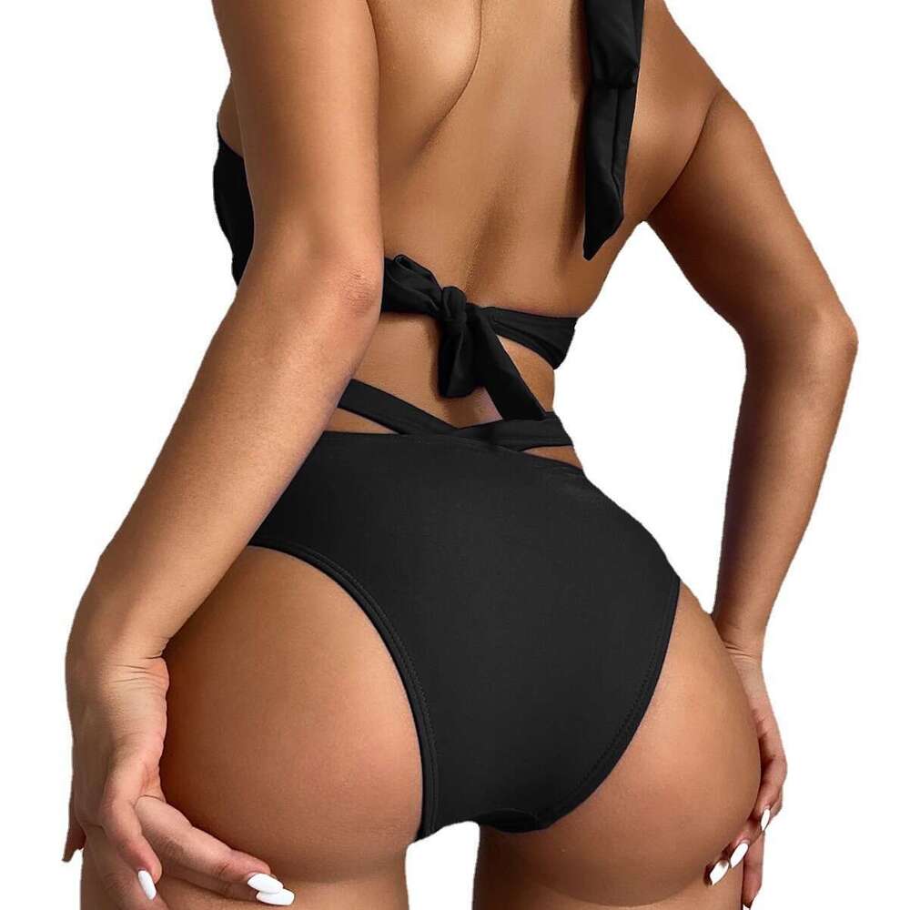 2022 European American split steel holder fashionable and sexy printed high waisted bikini swimsuit 2025 new casual fashion trend clothing