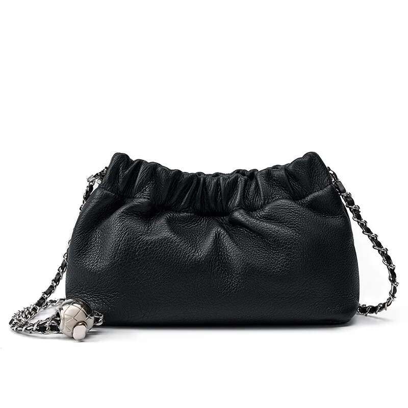 Genuine Leather Cloud Shoulder Bag Handbag Women's Crossbody Bags Cowhide Underarm Small Chain Dumpg Bag Ladies Korea